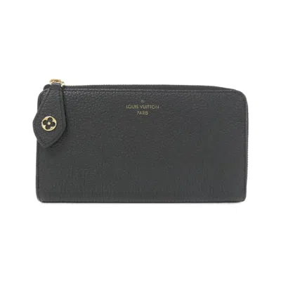 Pre-owned Louis Vuitton Black Leather Long Wallet (bi-fold) ()