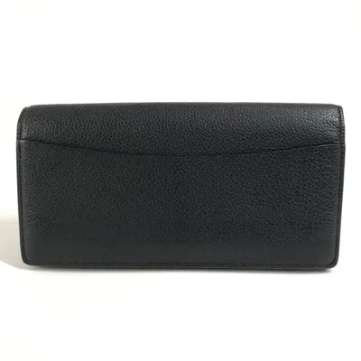 Pre-owned Louis Vuitton Black Leather Long Wallet (tri-fold) ()
