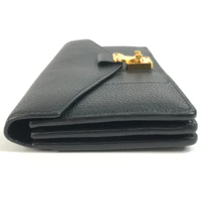 Pre-owned Louis Vuitton Black Leather Long Wallet (tri-fold) ()