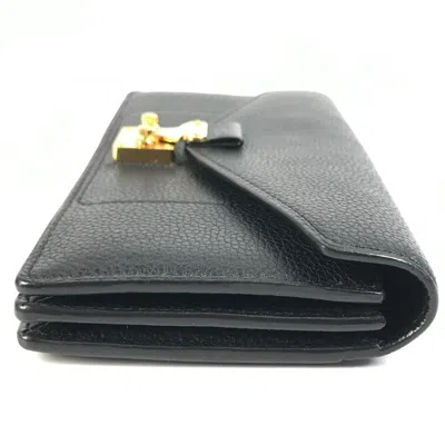 Pre-owned Louis Vuitton Black Leather Long Wallet (tri-fold) ()