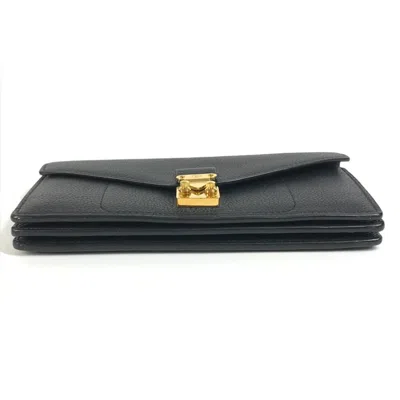 Pre-owned Louis Vuitton Black Leather Long Wallet (tri-fold) ()