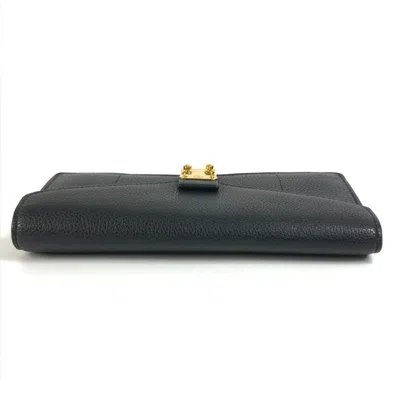 Pre-owned Louis Vuitton Black Leather Long Wallet (tri-fold) ()