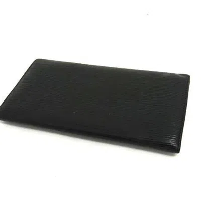 Pre-owned Louis Vuitton Black Leather Long Wallet (tri-fold) ()