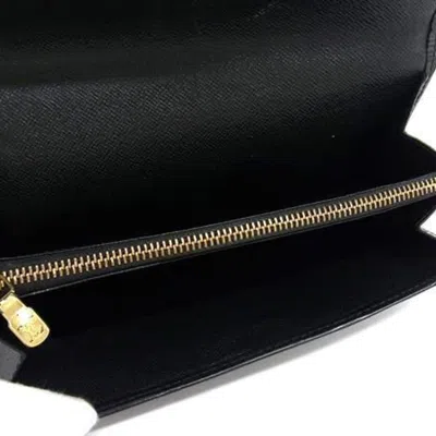 Pre-owned Louis Vuitton Black Leather Long Wallet (tri-fold) ()