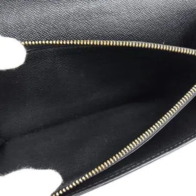 Pre-owned Louis Vuitton Black Leather Long Wallet (tri-fold) ()