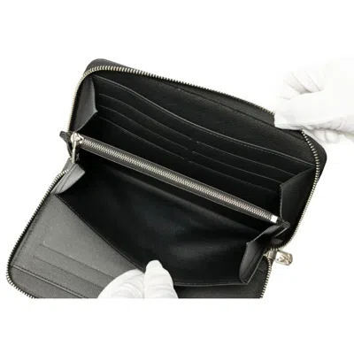 Pre-owned Louis Vuitton Black Noir Taiga Leather Long Wallet (bi-fold) ()