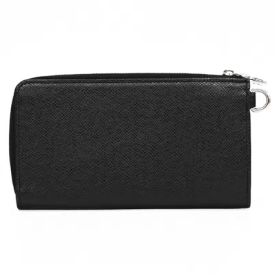 Pre-owned Louis Vuitton Black Taiga Leather Long Wallet (bi-fold) ()