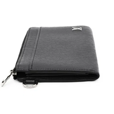 Pre-owned Louis Vuitton Black Taiga Leather Long Wallet (bi-fold) ()