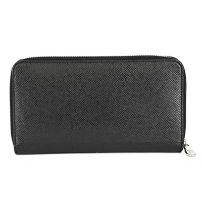Pre-owned Louis Vuitton Black Taiga Leather Wallet (tri-fold) ()