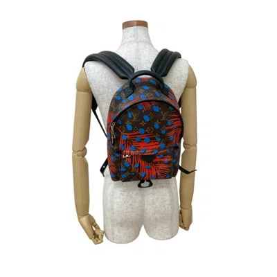 Pre-owned Louis Vuitton Blue Brown Red Color Leather Pvc Backpack ()
