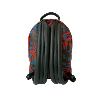 Pre-owned Louis Vuitton Blue Brown Red Color Leather Pvc Backpack ()