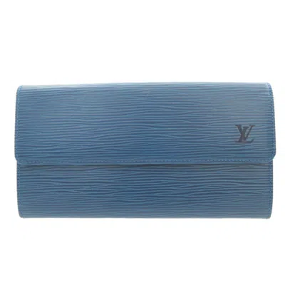 Pre-owned Louis Vuitton Blue Epi Leather Long Wallet (bi-fold) ()