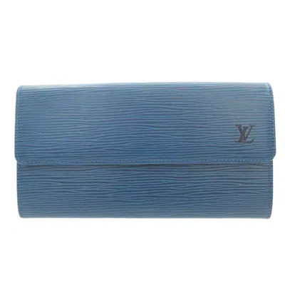 Pre-owned Louis Vuitton Blue Epi Leather Long Wallet (bi-fold) ()