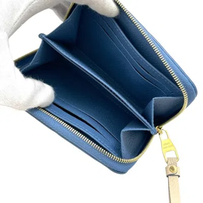 Pre-owned Louis Vuitton Blue Jean Cream Leather Coin Purse/coin Case ()