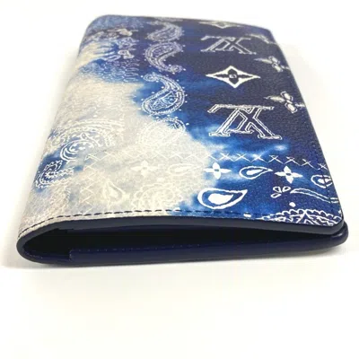 Pre-owned Louis Vuitton Blue White Leather Long Wallet (bi-fold) () In Multi