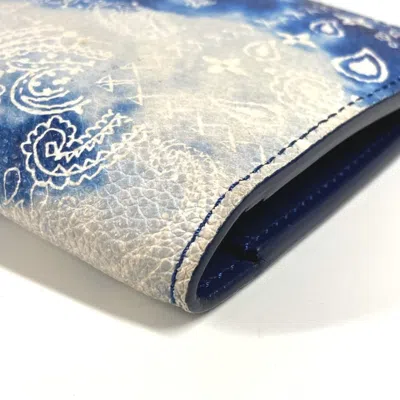 Pre-owned Louis Vuitton Blue White Leather Long Wallet (bi-fold) () In Multi
