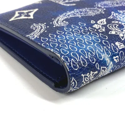 Pre-owned Louis Vuitton Blue White Leather Long Wallet (bi-fold) () In Multi