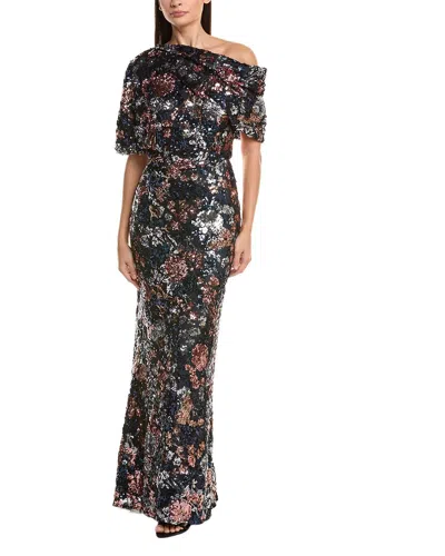 Amsale One-shoulder Sequin Gown In Blue