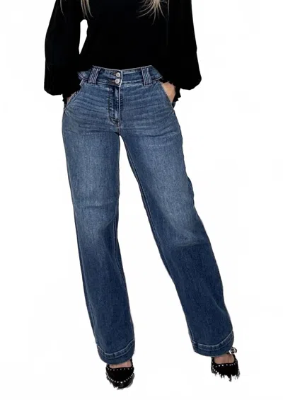 Judy Blue Double Button Boss Babe Jeans In Blue In Blue
