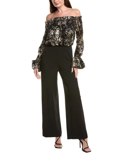 Adrianna Papell Lace & Crepe Jumpsuit In Black