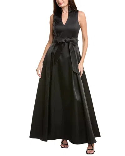 Adrianna Papell Mikado Tie Front Dress In Black