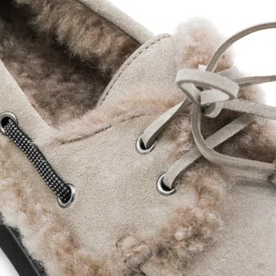 Brunello Cucinelli Luxe Fur Trim Loafers With Suede Finish In Multi