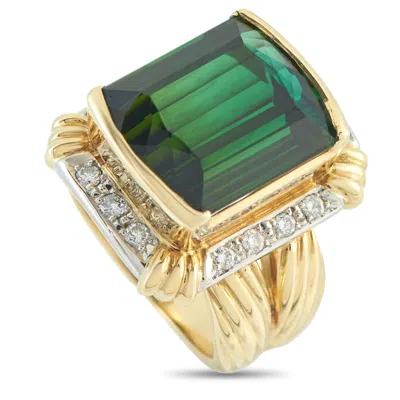 Lb Exclusive 18k Yellow And White Gold 0.28ct Diamond And Tourmaline Ring Mf06-101725 In Gold