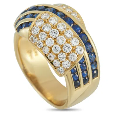 Lb Exclusive 18k Yellow Gold 1.01ct Diamond And Sapphire Ring Mf52-101725 In Gold
