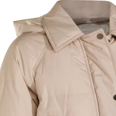 Brunello Cucinelli Shiny Zipper Pull Down Jacket In Neutral