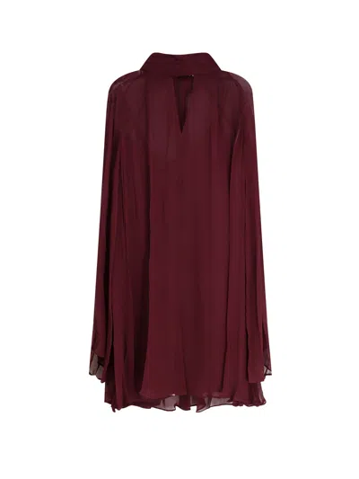 Staud Esther Viscose Mini Dress In Burgundy