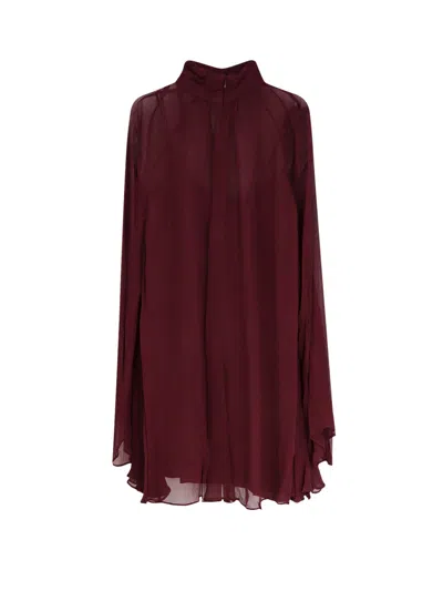Staud Esther Viscose Mini Dress In Burgundy