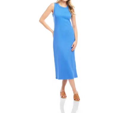 Karen Kane Sleeveless Ribbed Column Dress In Cornflower Blue In Multi