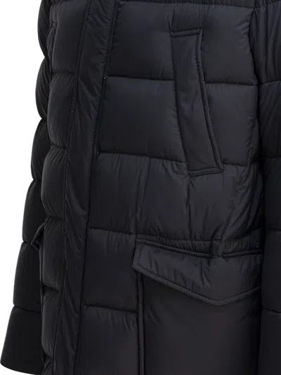 Herno Long Down Jacket With Hood Jackets And Coats Grey In Blue