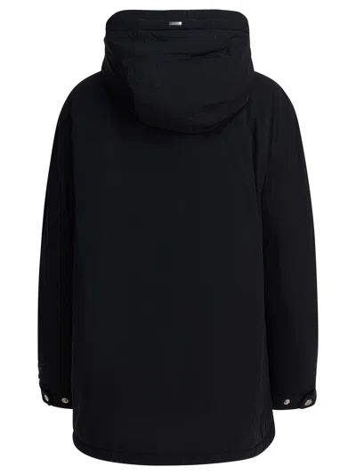 Herno Nylon Hooded Jacket Jackets And Coats Black In Blue