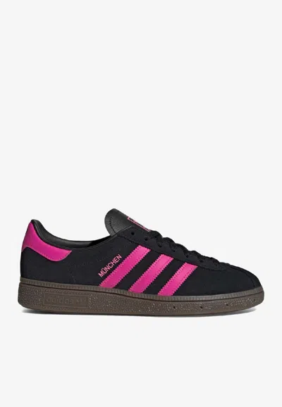 Adidas Originals Sneaker München In Black/fuchsia Suede In Black