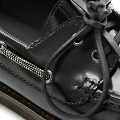 Brunello Cucinelli Glossy Loafers Featuring Metal Eyelets In Black