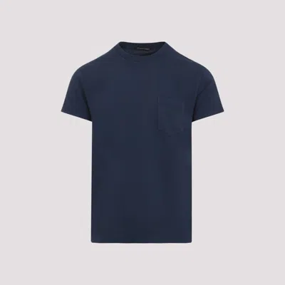 Tom Ford Indigo Blue Cotton T-shirt With Chest Pocket And Crew Neck