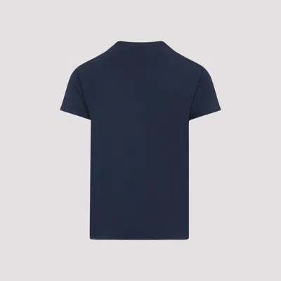 Tom Ford Indigo Blue Cotton T-shirt With Chest Pocket And Crew Neck