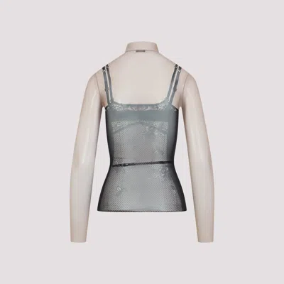 Balenciaga Black And Light Beige Trompe Loeil Lingerie Top In Gray
