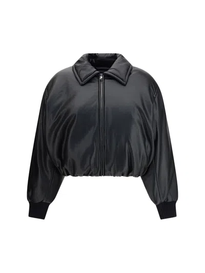 Acne Studios Faux Leather Bomber Jacket Black In Black
