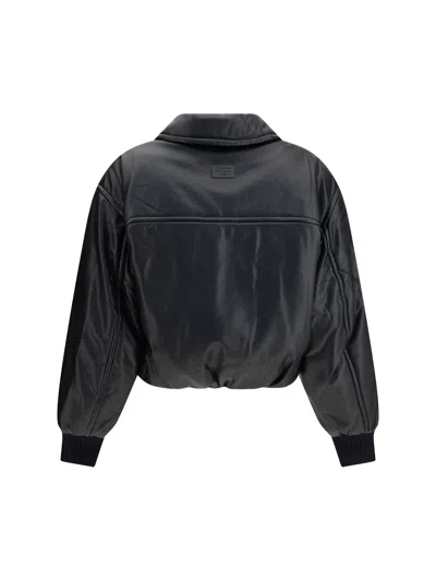 Acne Studios Faux Leather Bomber Jacket Black In Black