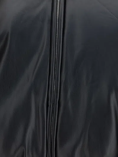 Acne Studios Faux Leather Bomber Jacket Black In Black