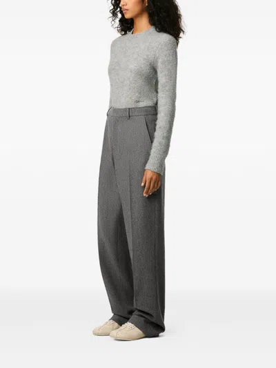 Ami Alexandre Mattiussi Tailored Wool Trousers Featuring Pleated Front In Gray