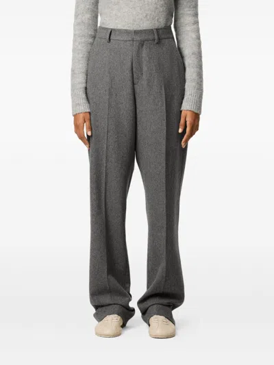 Ami Alexandre Mattiussi Tailored Wool Trousers Featuring Pleated Front In Gray