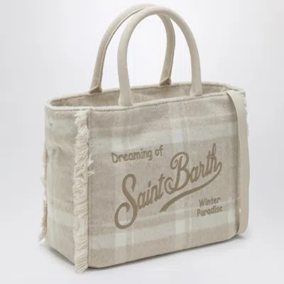 Mc2 Saint Barth Light Beige Check-pattern Vanity Tote Bag In Neutral