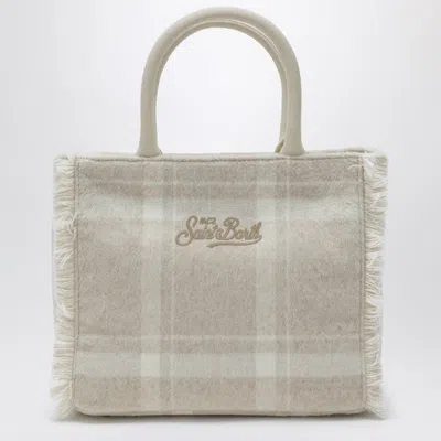 Mc2 Saint Barth Light Beige Check-pattern Vanity Tote Bag In Neutral
