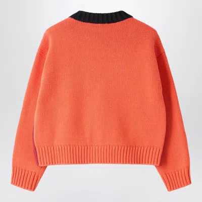 Il Gufo V-neck Colourblock Cardigan In Red