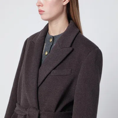 Brunello Cucinelli Brown Wool And Cashmere Coat In Multi