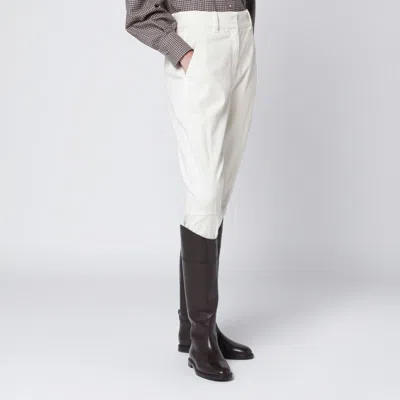 Brunello Cucinelli Chalk White Equestrian Trousers In Multi