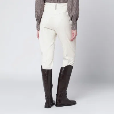 Brunello Cucinelli Chalk White Equestrian Trousers In Multi